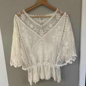 White Umgee Boho Lacy Top